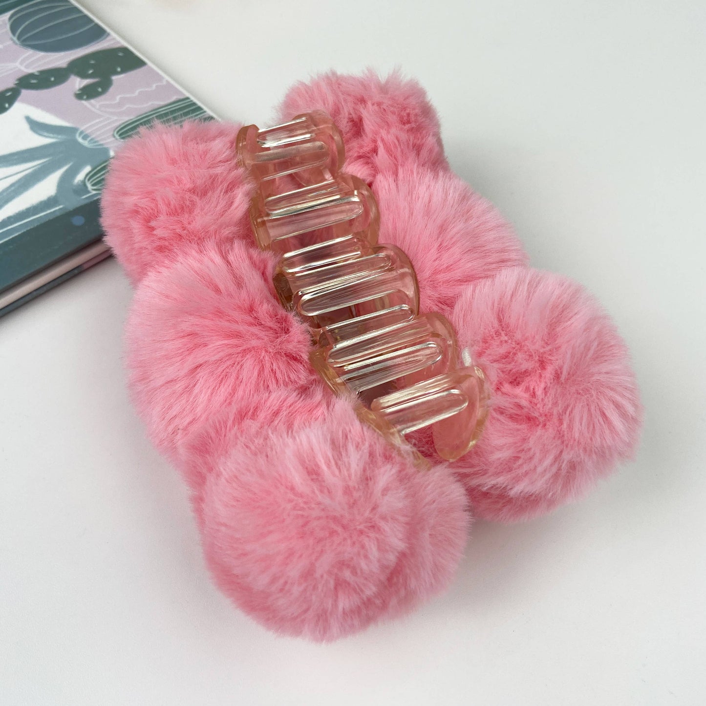 Temperament Fluffy Rabbit Fur Hair Clip: LightKhaki