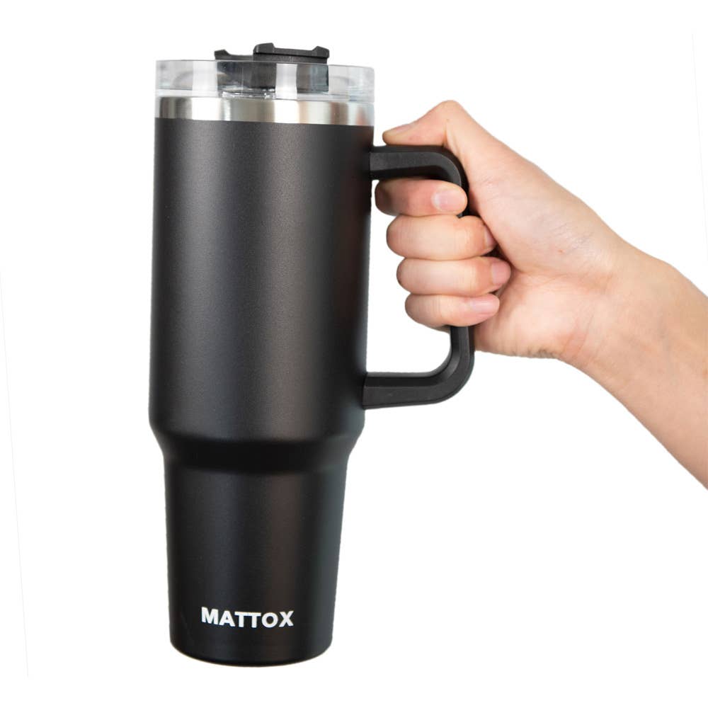 Black Coffee Tumbler with Handle: Black