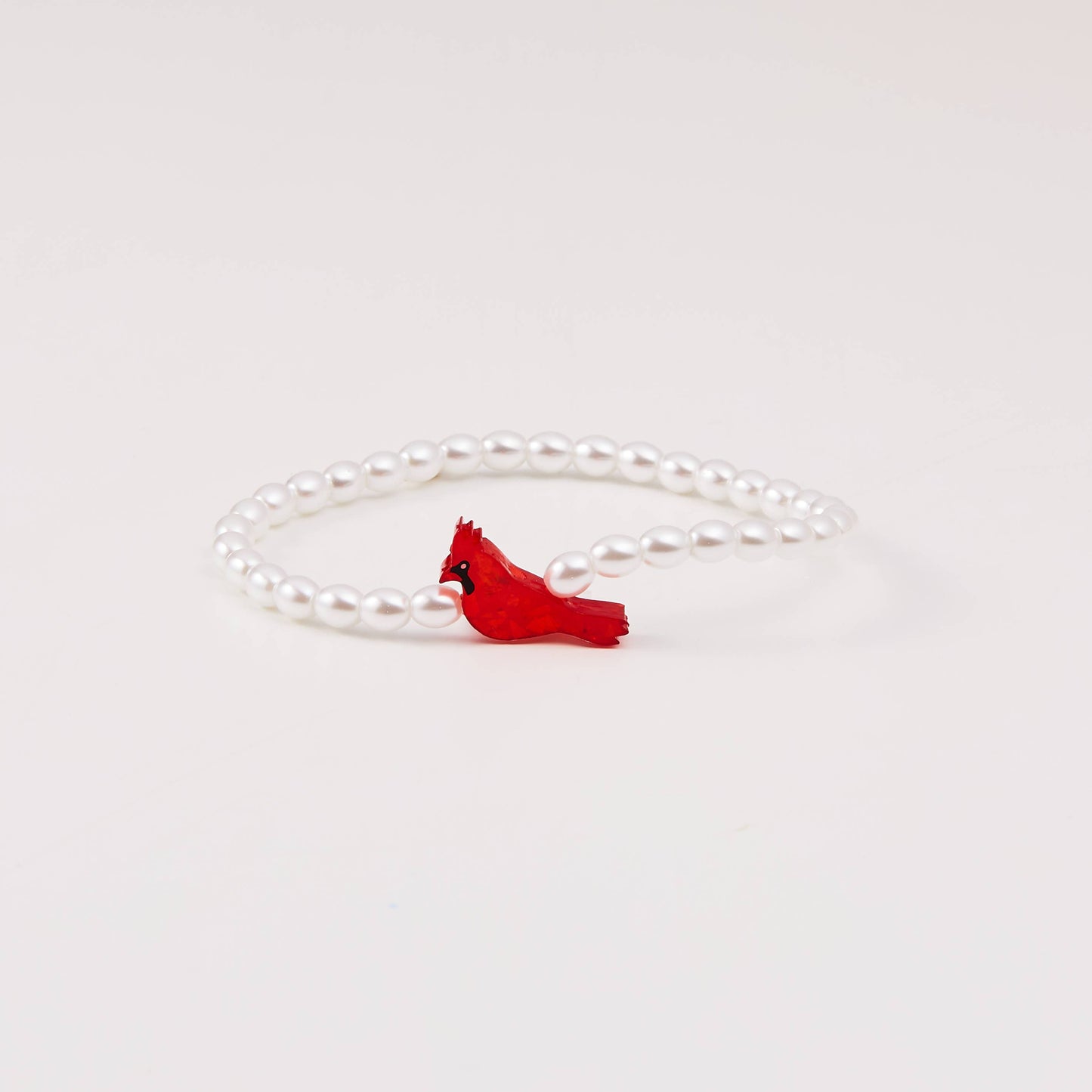 HOLY WATER RED CARDINAL BRACELET IN CRYSTAL PEARL