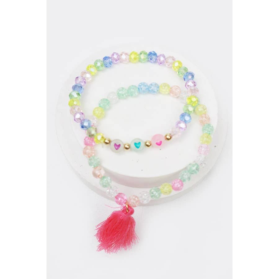 Glow In The Dark Tassel Bead Bracelet set