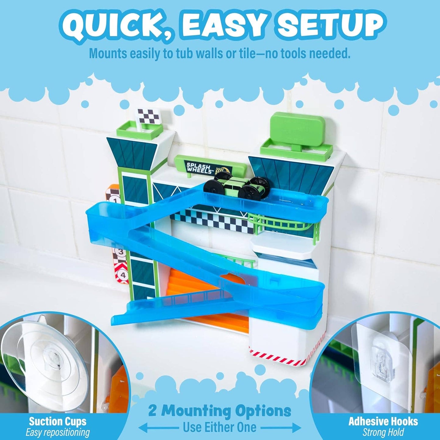 Tub Works® Splash Wheels™ Bathtime Raceway Car Ramp Toddler Bath Toy