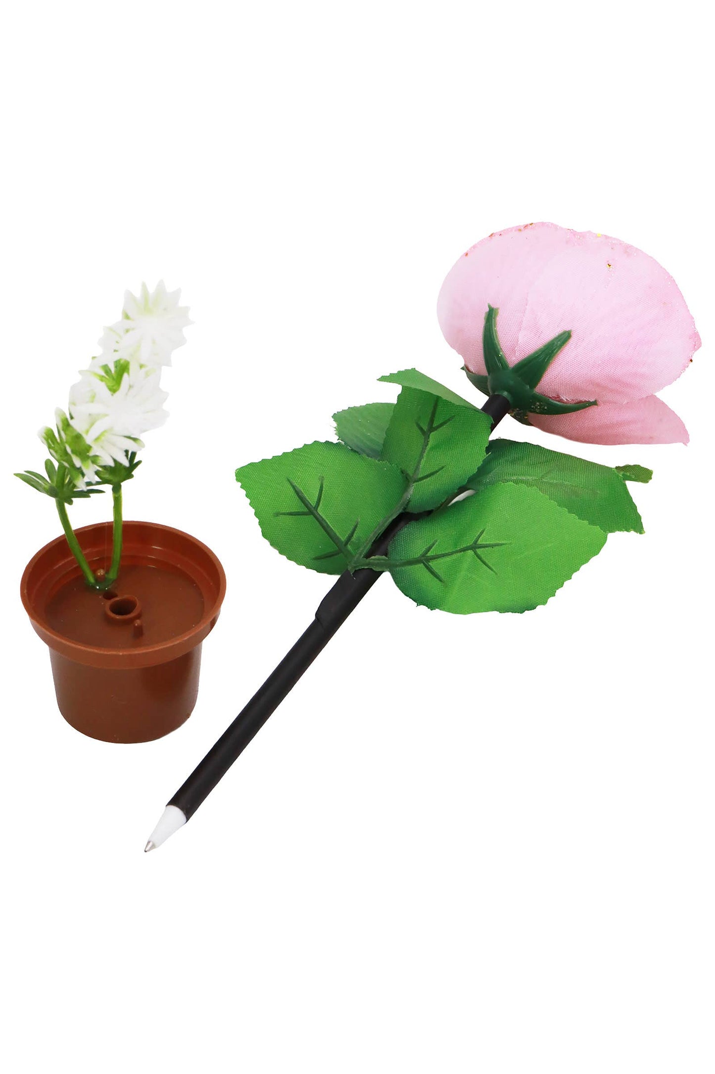 Glittery Rose Ballpoint Pen And Stand