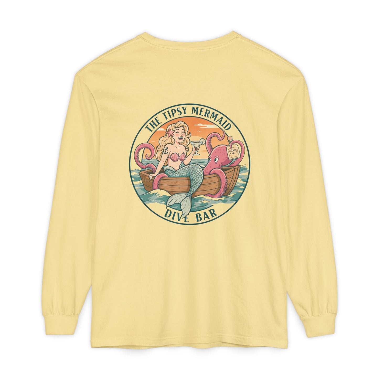 Tipsy Mermaid Long Sleeve T-Shirt - Dive Bar Vibe for Fun-Loving Souls