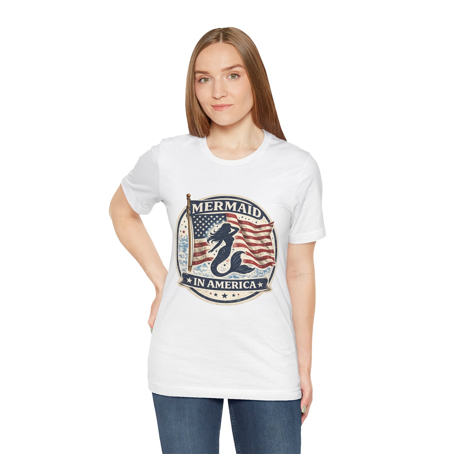 Mermaid in America T-Shirt – Patriotic Mermaid Graphic Tee