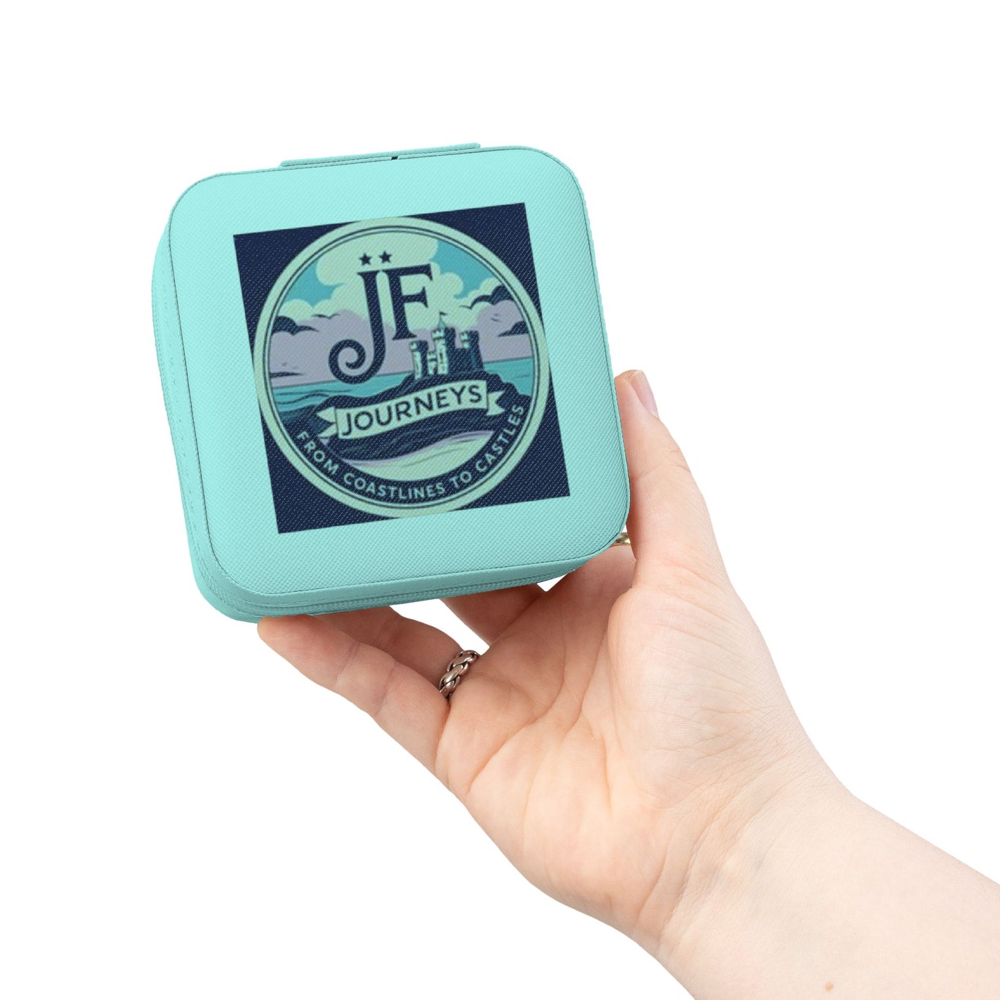 JF travel Compact Travel Jewelry Case — 'Journey' Logo Organizer for Rings, Earrings & Necklaces