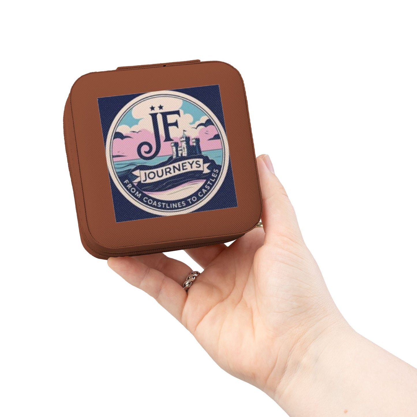 JF travel Compact Travel Jewelry Case — 'Journey' Logo Organizer for Rings, Earrings & Necklaces