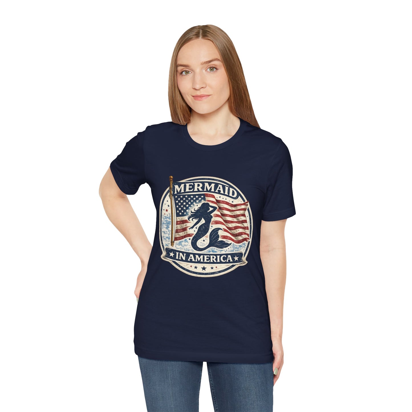 Mermaid in America T-Shirt – Patriotic Mermaid Graphic Tee