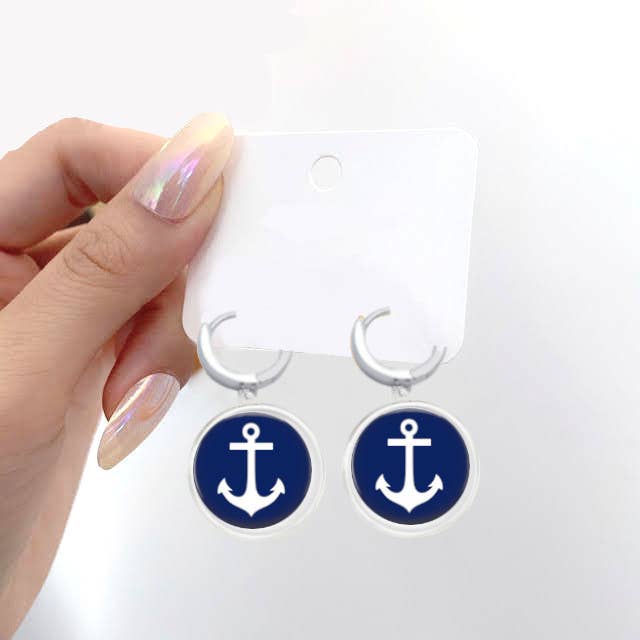 Earrings - Harwich Style - Anchor: Silver