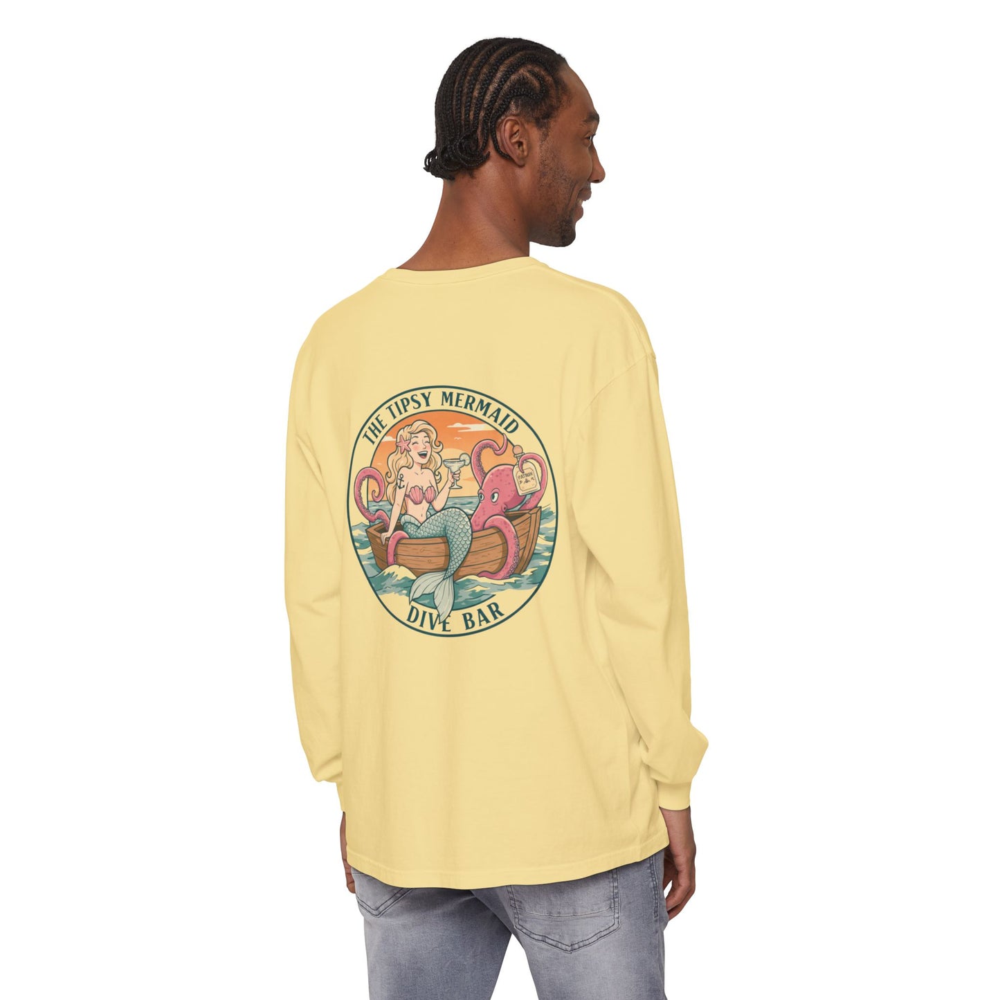 Tipsy Mermaid Long Sleeve T-Shirt - Dive Bar Vibe for Fun-Loving Souls