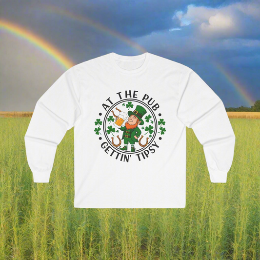 St. Patrick's Day Unisex Long Sleeve Tee - 'At the Pub, Gettin' Tipsy!'