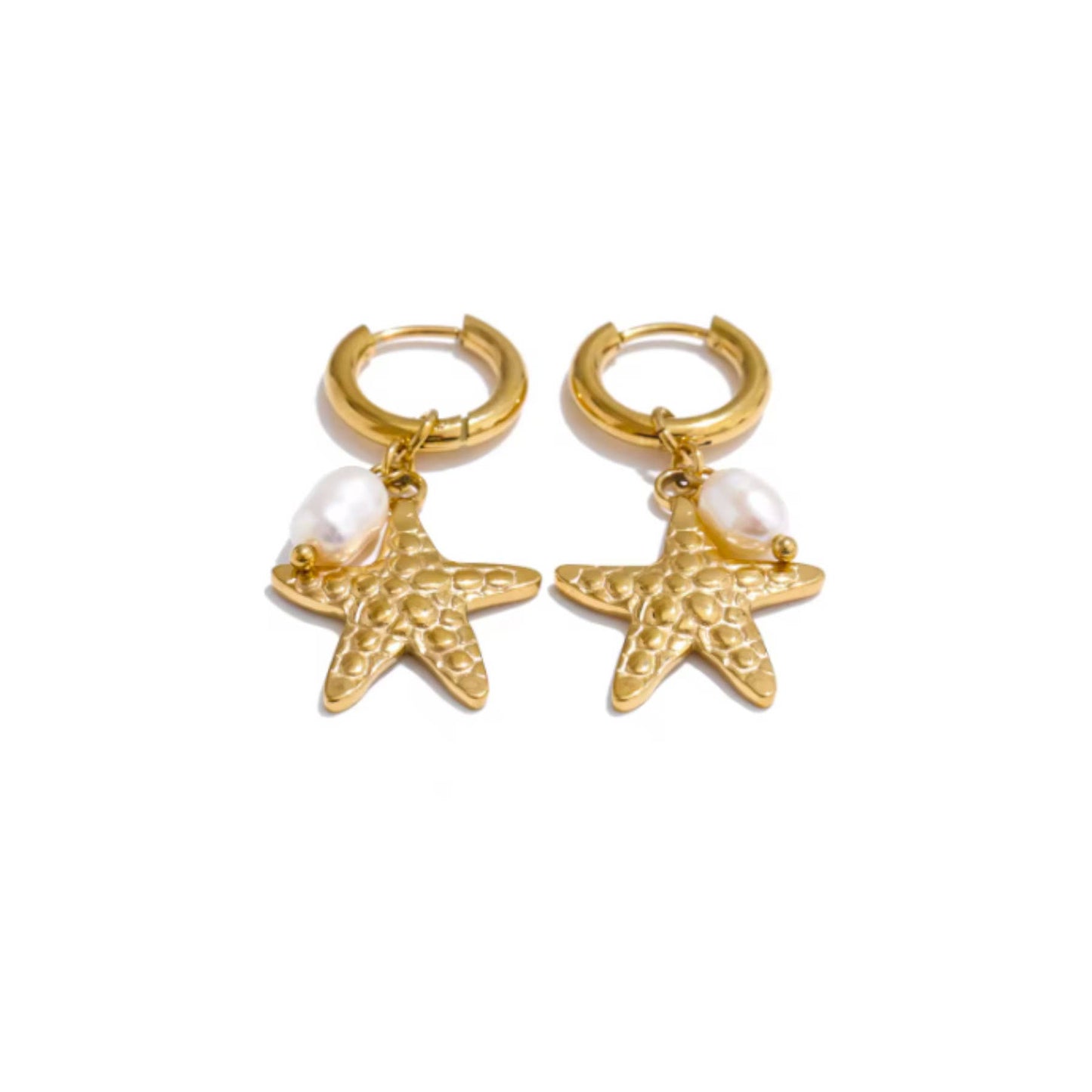 Earrings - Starfish and Pearl Dangle