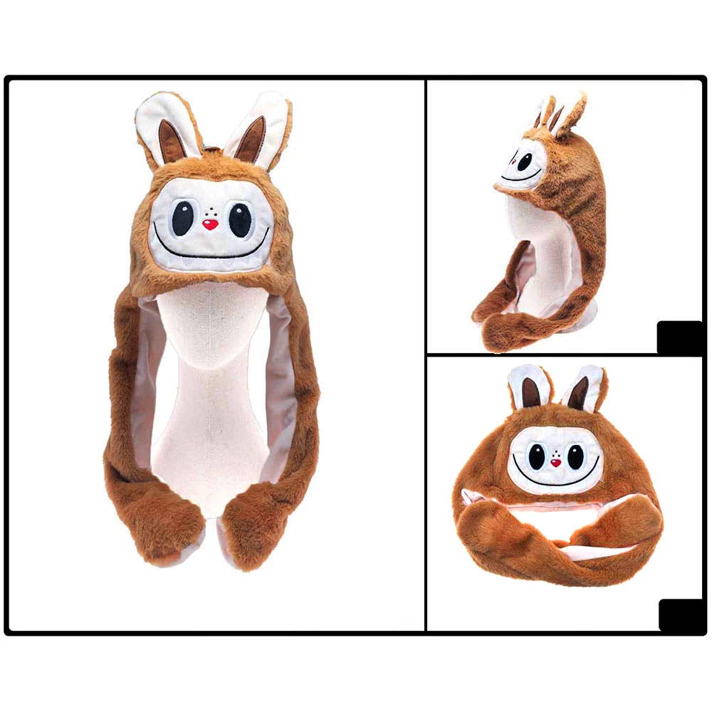 Plush Labubu Bunny Ear Flaps Winter Hat
