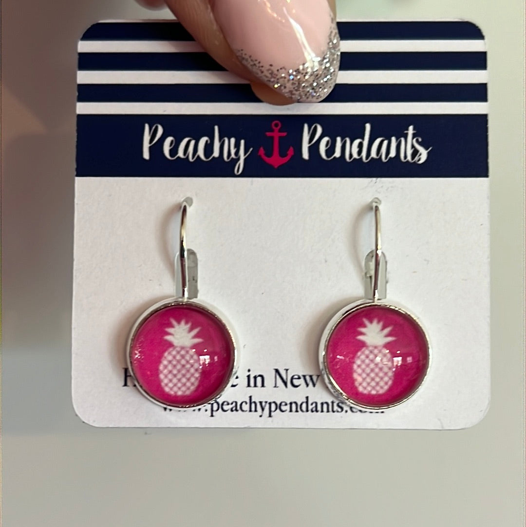 Earrings Dangle - pink pineapple/Silver