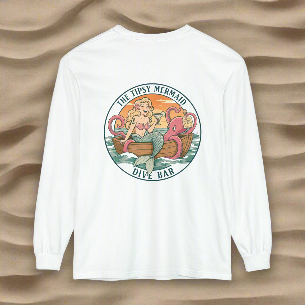 Tipsy Mermaid Long Sleeve T-Shirt - Dive Bar Vibe for Fun-Loving Souls