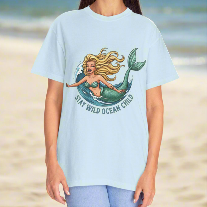 “Stay Wild Ocean Child” Mermaid Tee