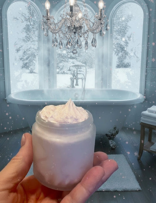 Pink Snowflake whipped exfoliating soap