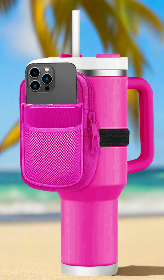 Hot Pink Tumbler ZIPPER POUCH: Hot Pink