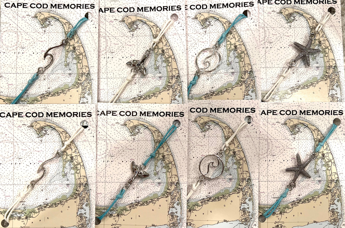 Cape Cod Nautical Chart Cord Bracelets