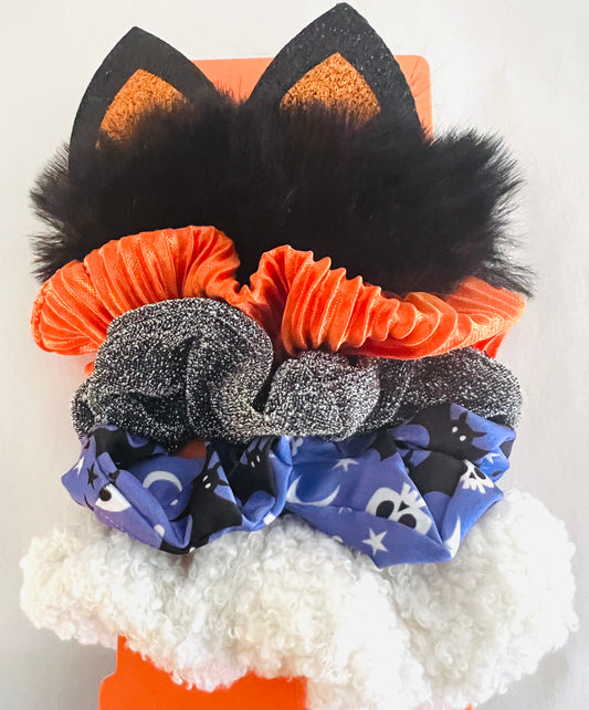 Textured Halloween Scrunchies, set of 5