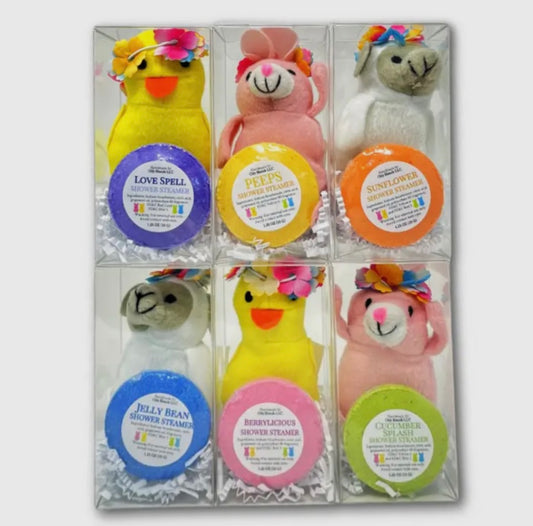 Easter shower steamer gift set w/ plushy