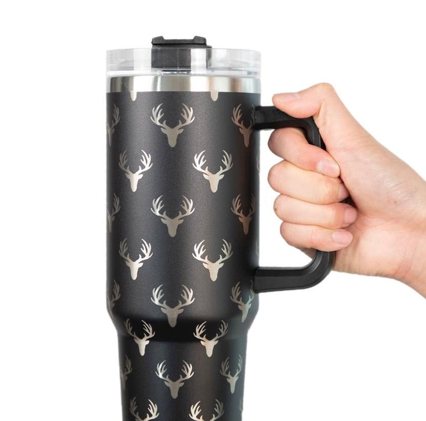 Deer All Over Black Tumbler for Men: Black