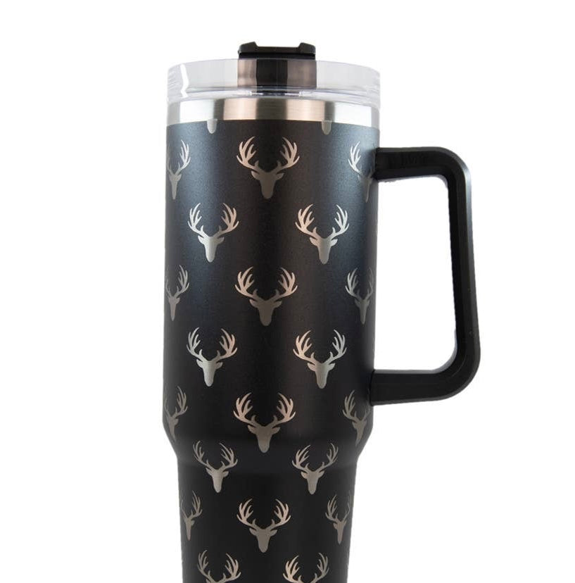 Deer All Over Black Tumbler for Men: Black