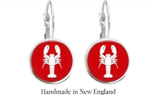 Earrings - Dangles - Red Lobster: Silver