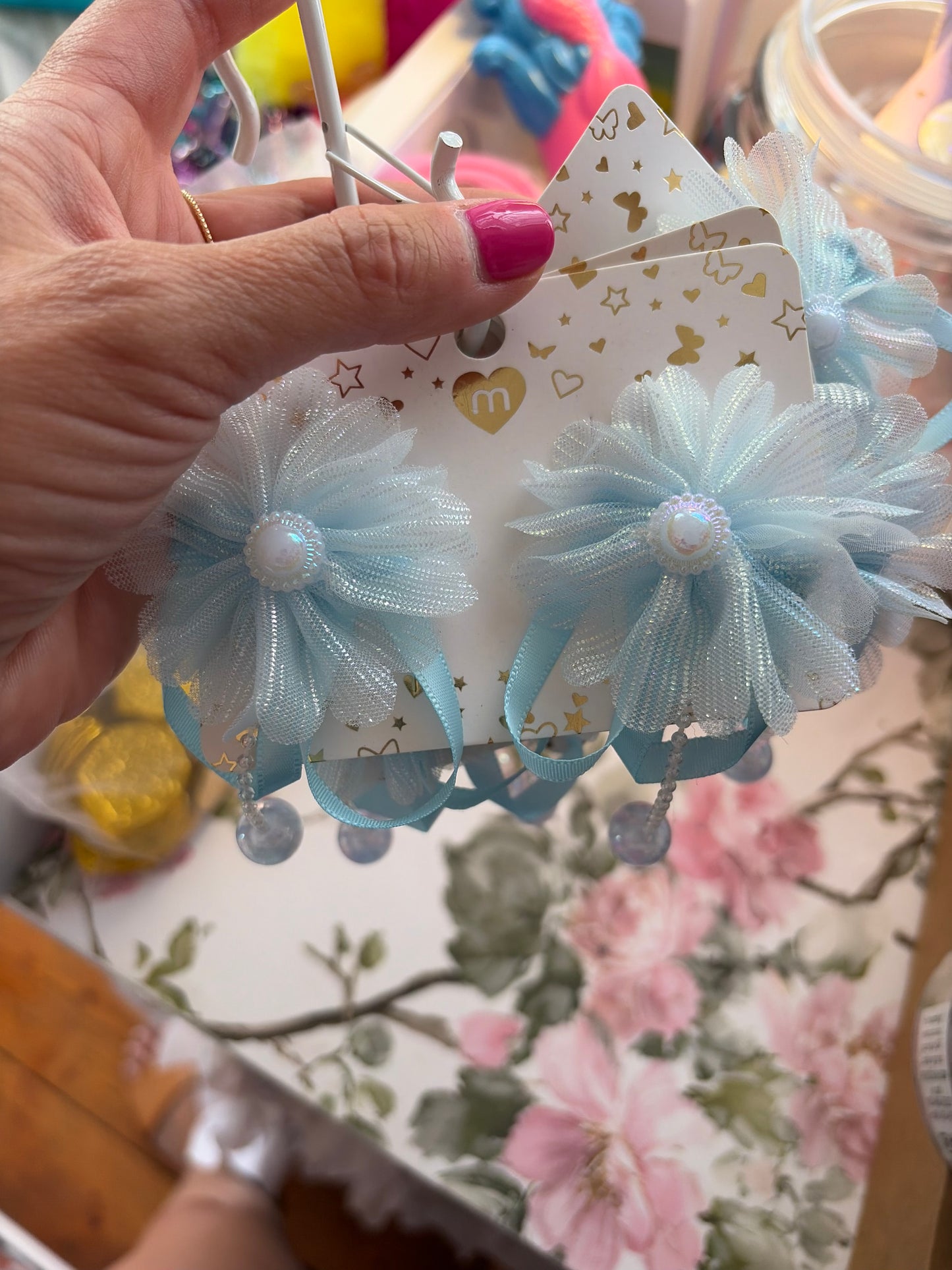 Tulle bow hair clips