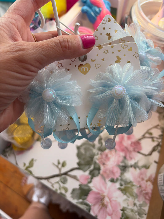 Tulle bow hair clips