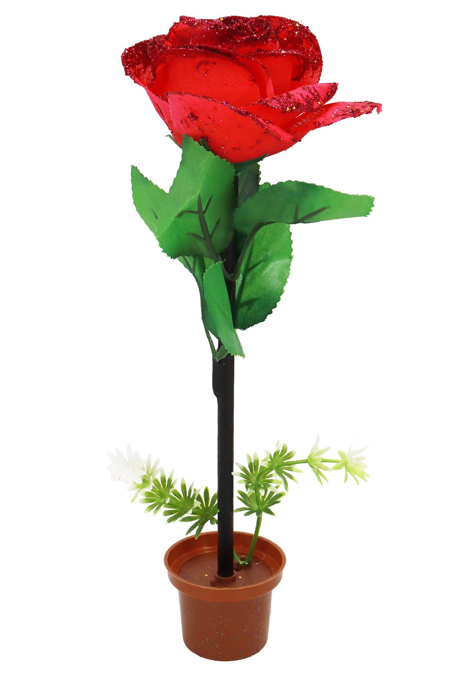 Glittery Rose Ballpoint Pen And Stand
