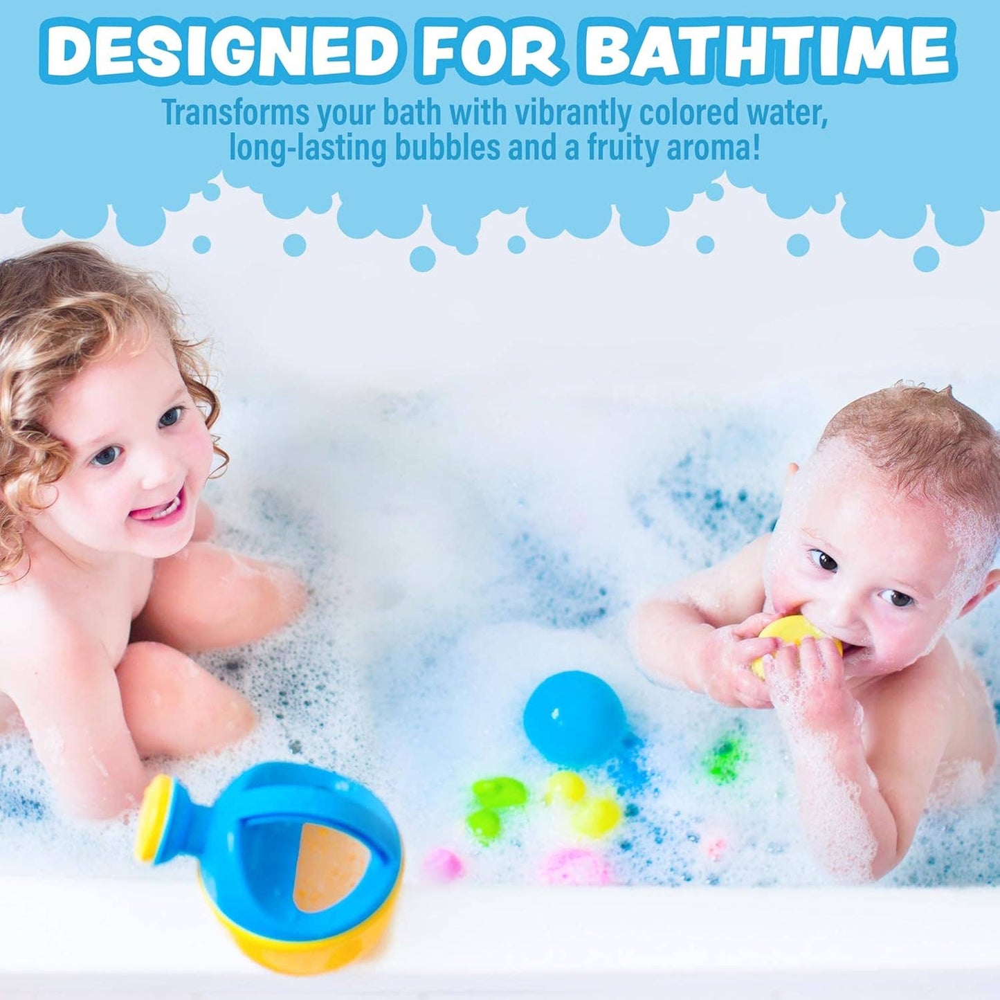Tub Works® Magical Kids Bubble Bath | Green, Blue & Orange Bath Colors