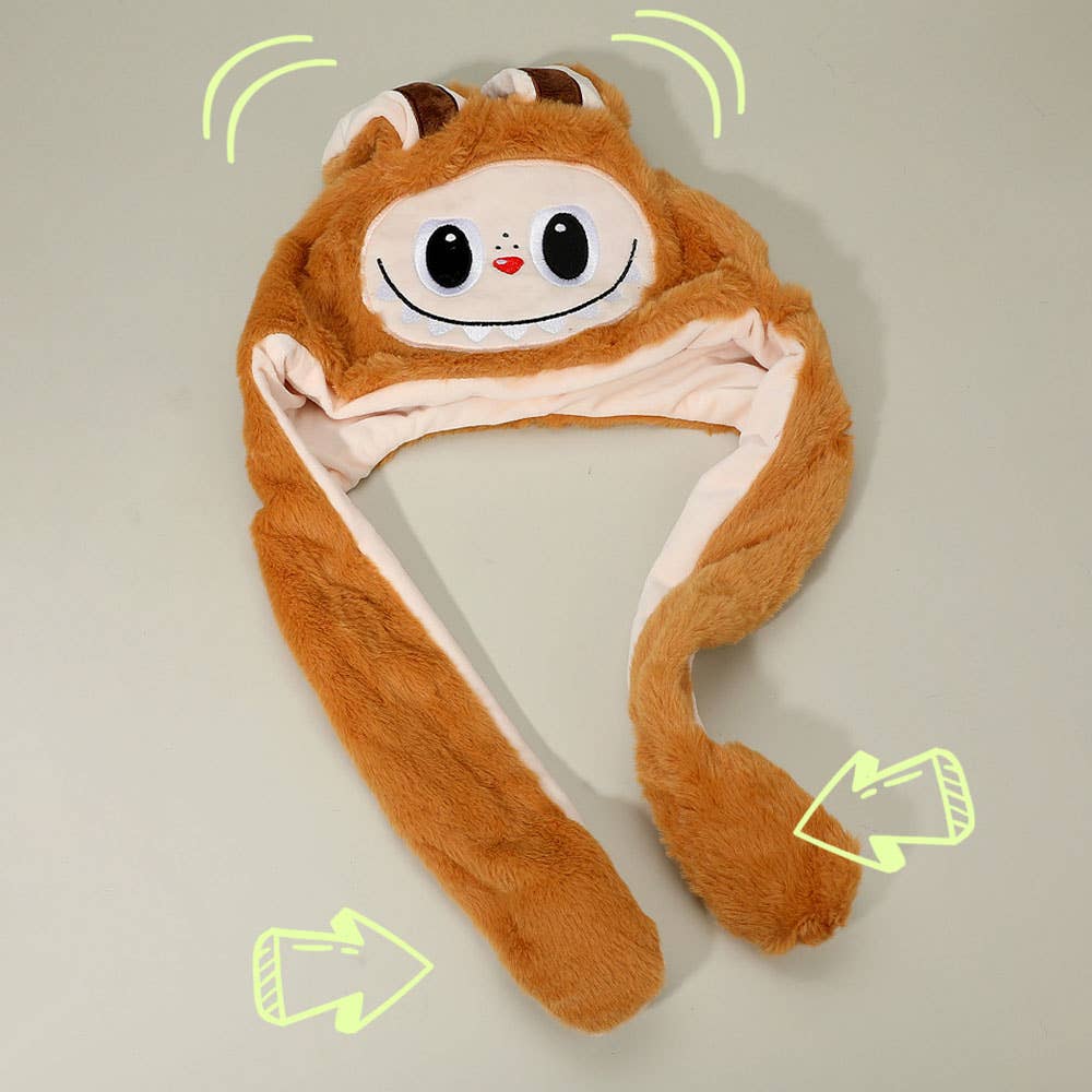 Plush Labubu Bunny Ear Flaps Winter Hat