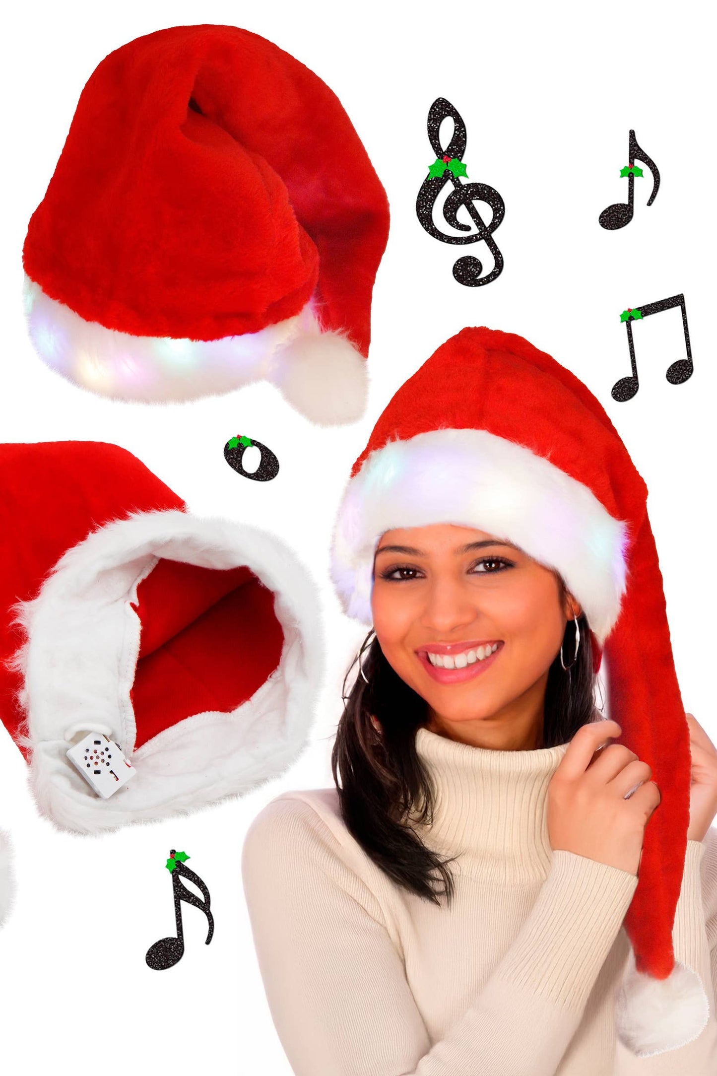 Music Playing Led Oversized Christmas Hat: AS SHOWN / ONE SIZE