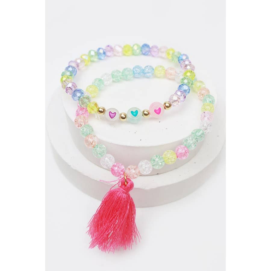 Glow In The Dark Tassel Bead Bracelet set