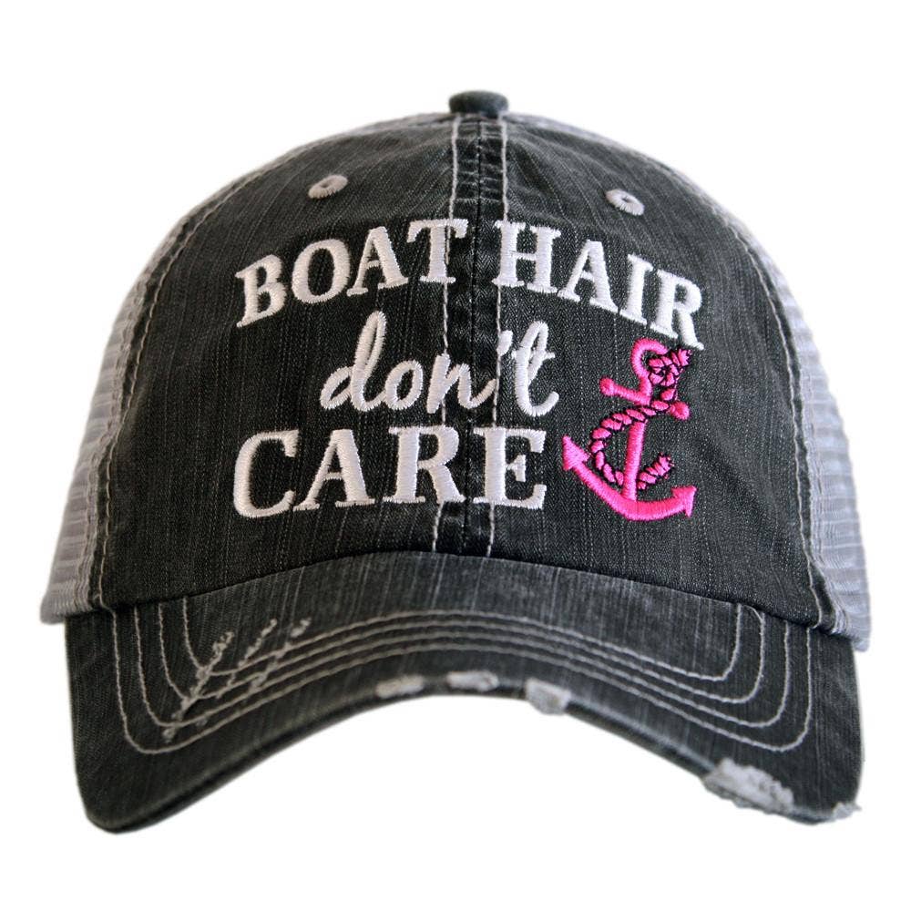 Boat Hair Don't Care Trucker Hats: Hot Pink