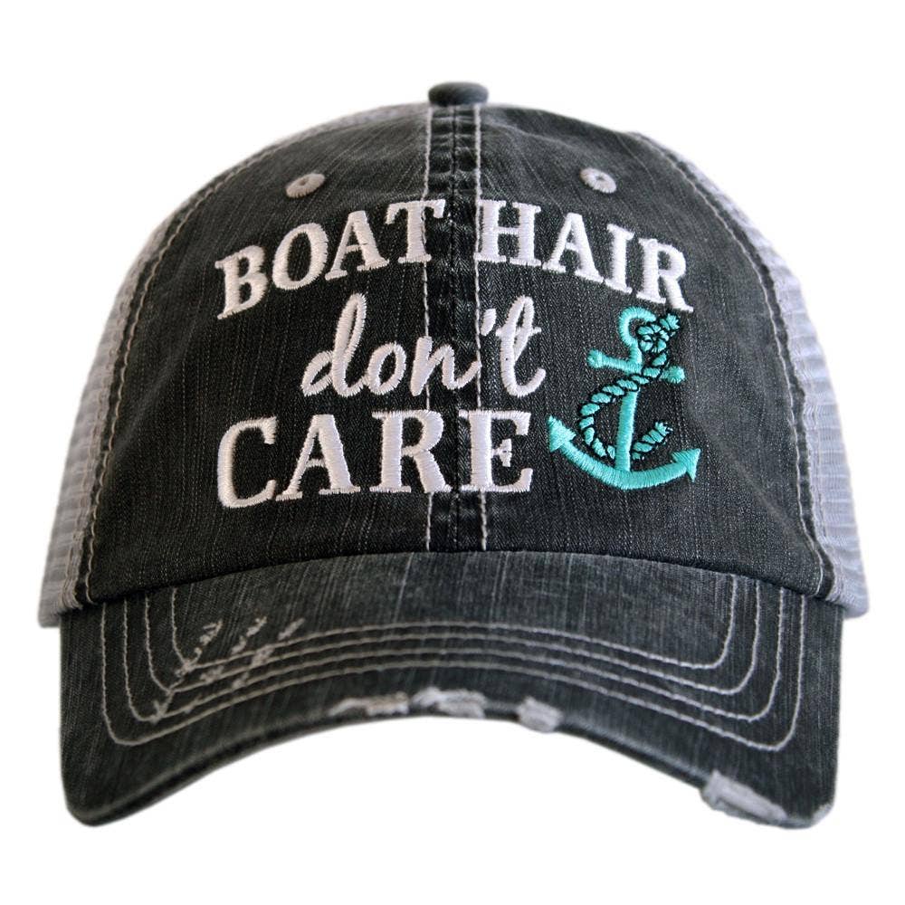 Boat Hair Don't Care Trucker Hats: Hot Pink