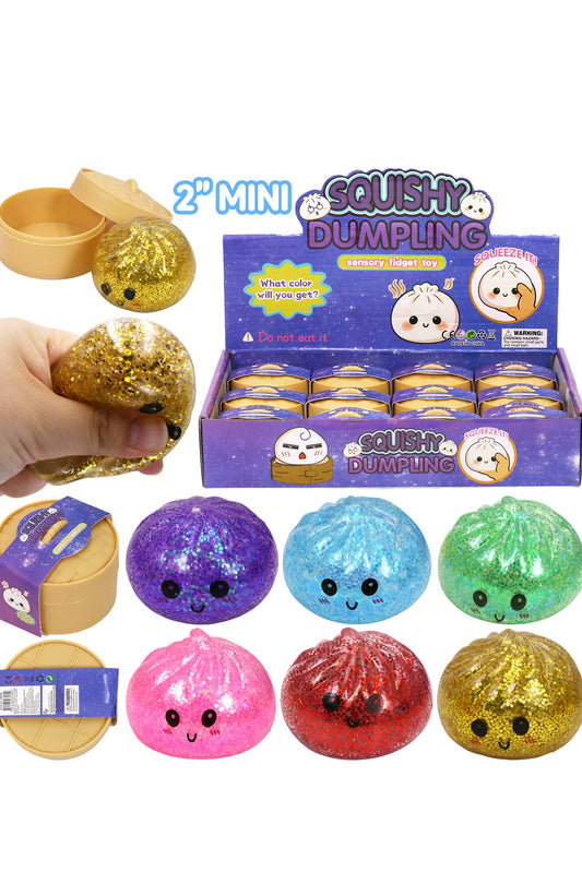 Mini Dumpling Glitter Water Bead Filled Squishy - 2 Inch