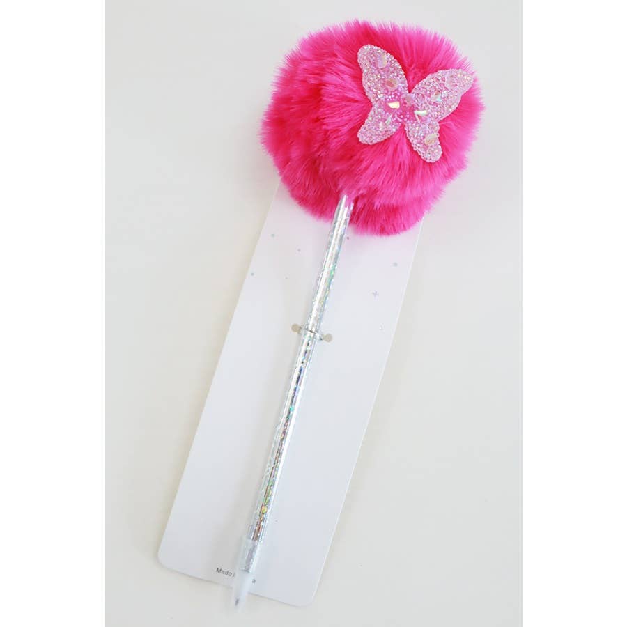 Butterfly Plush Pom Pom Pen