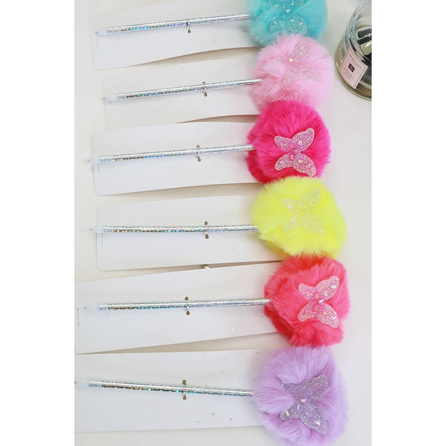 Butterfly Plush Pom Pom Pen