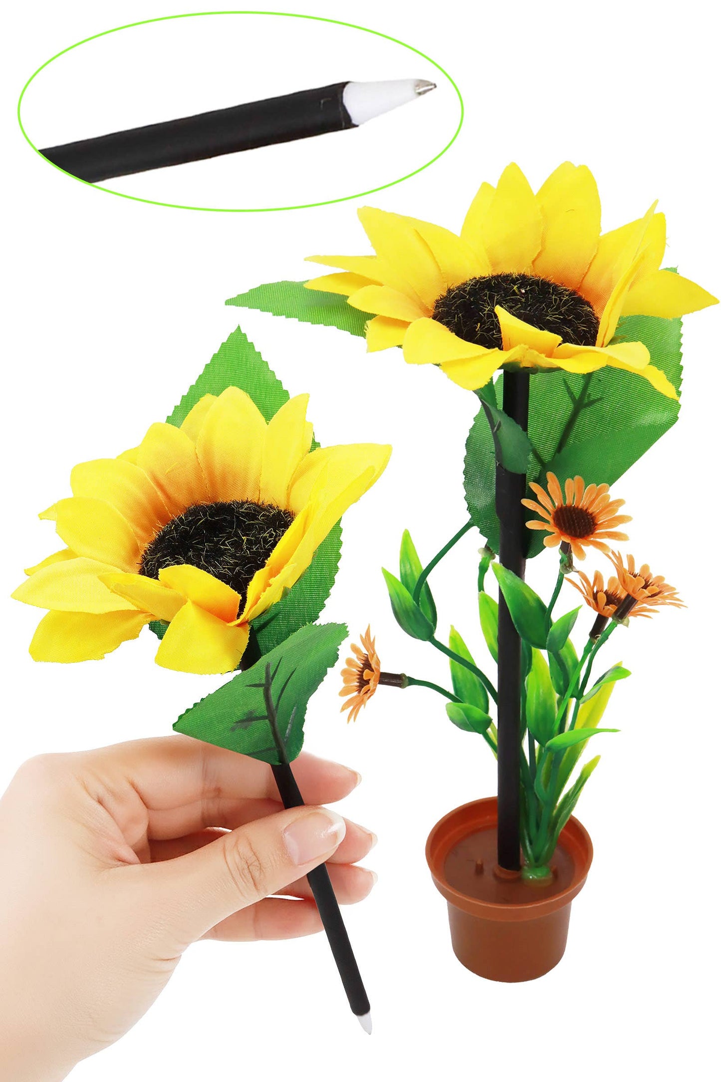 Potted Sunflower Ballpoint Pen And Stand