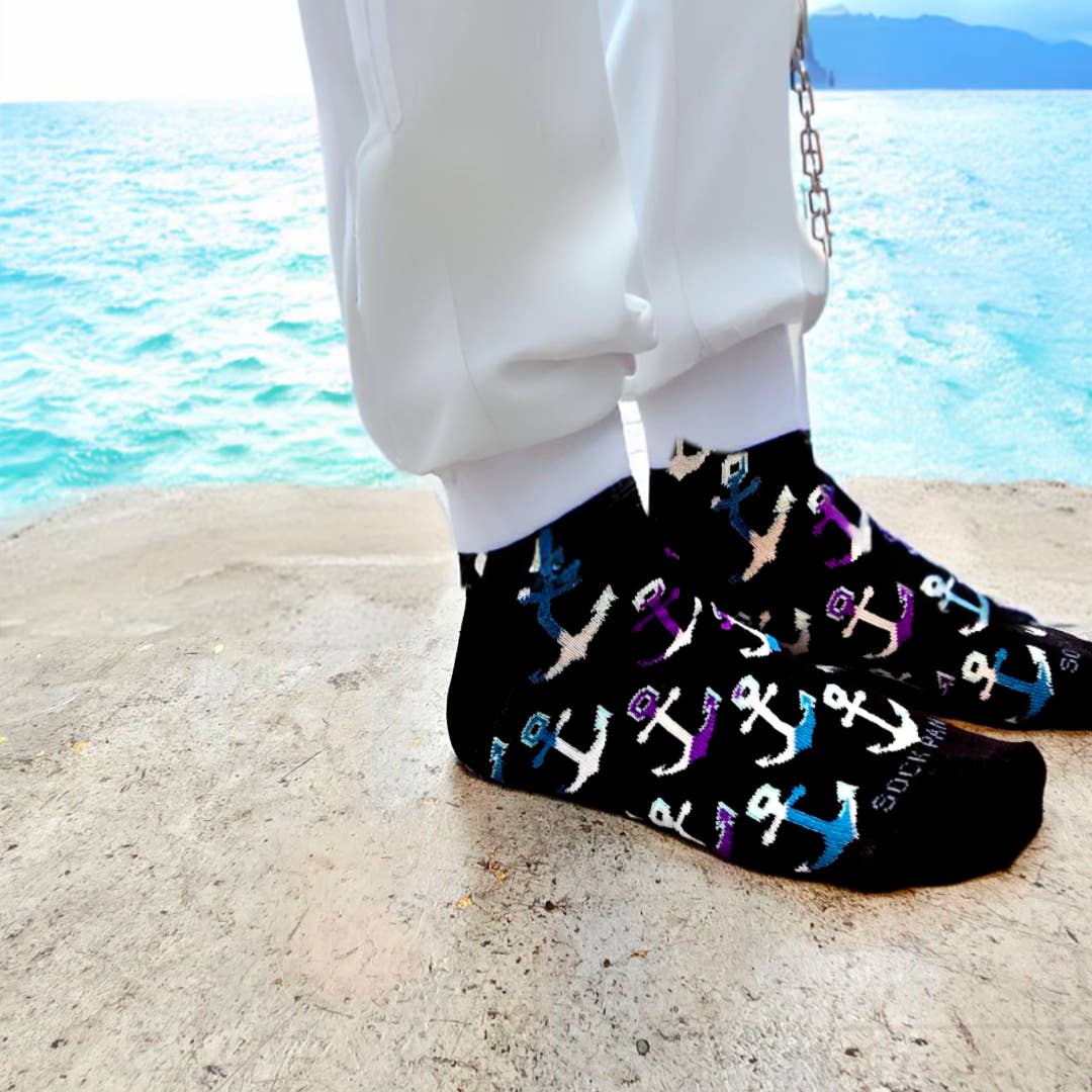 Colorful Anchor Pattern Socks from the Sock Panda: Size 10-13 (Adult Large)