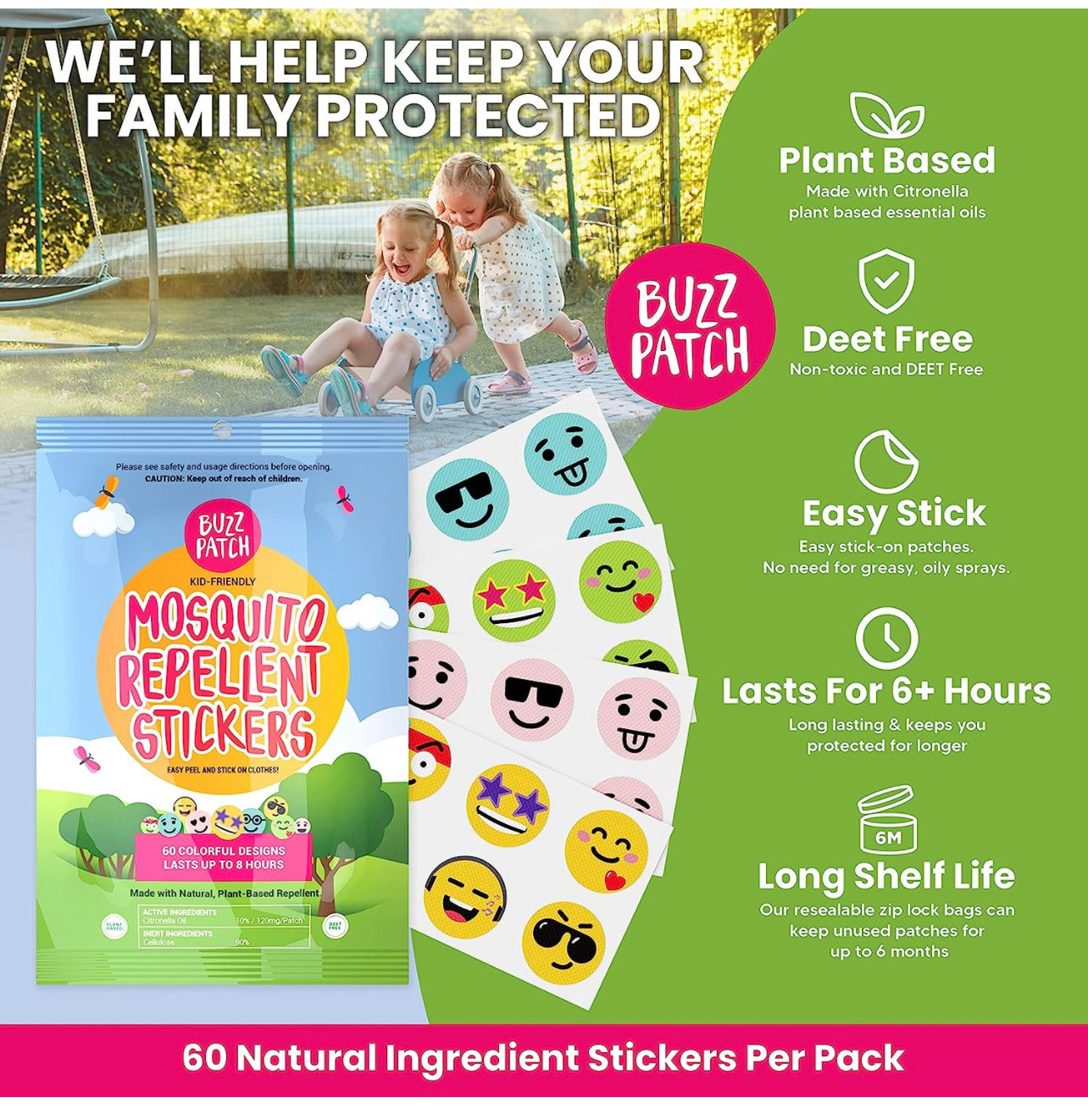 BuzzPatch - Bug, Mosquito, and Insect Repellent Stickers