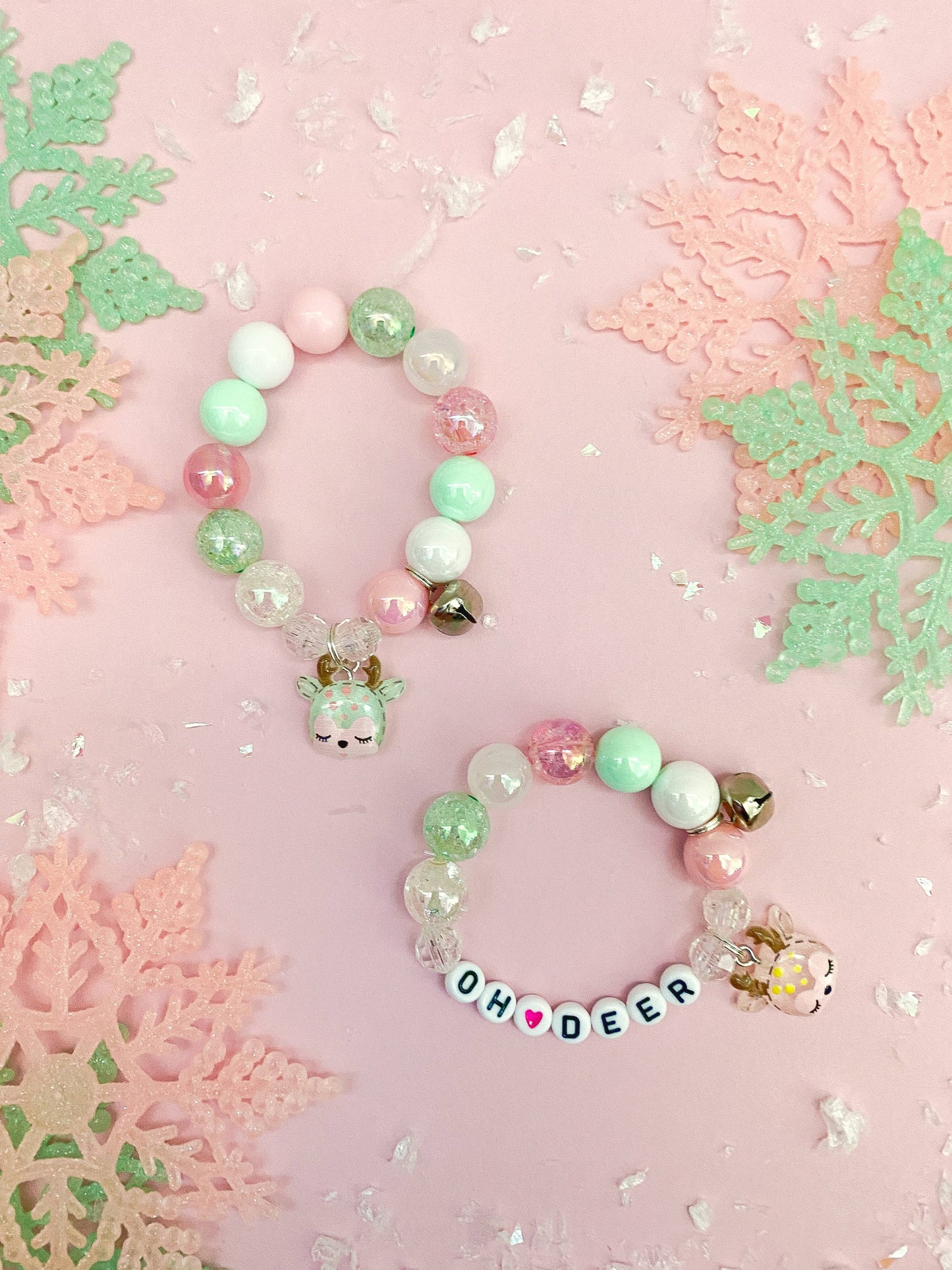 Holiday 2023: Retro Deer Charm Bracelet: Big Kid 6.5” / Green