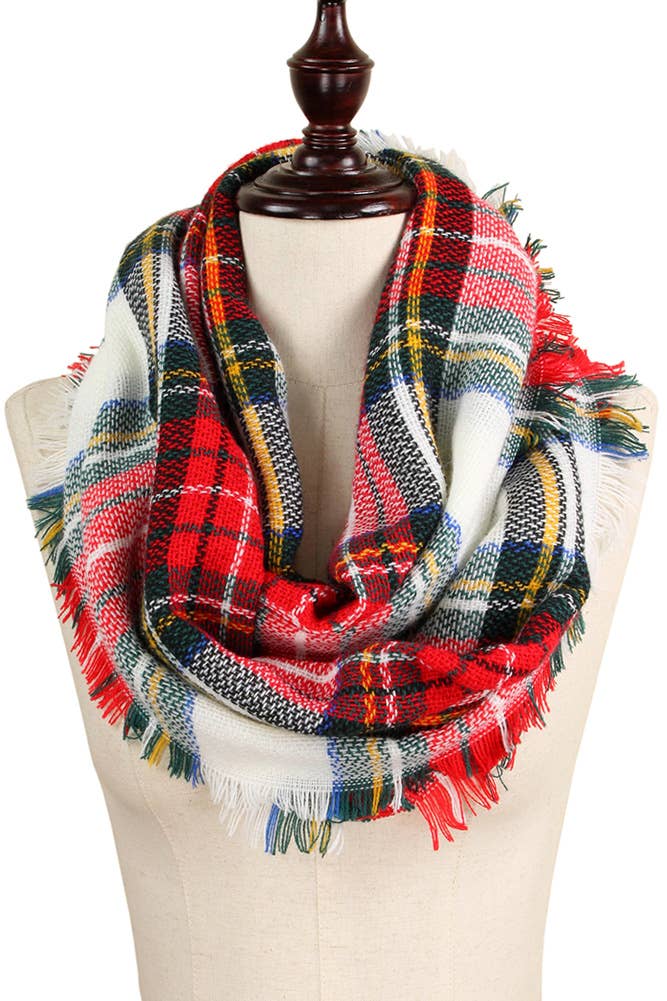 Woven Plaid Infinity Scarf