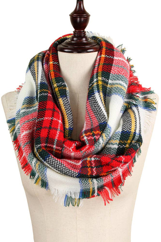 Woven Plaid Infinity Scarf