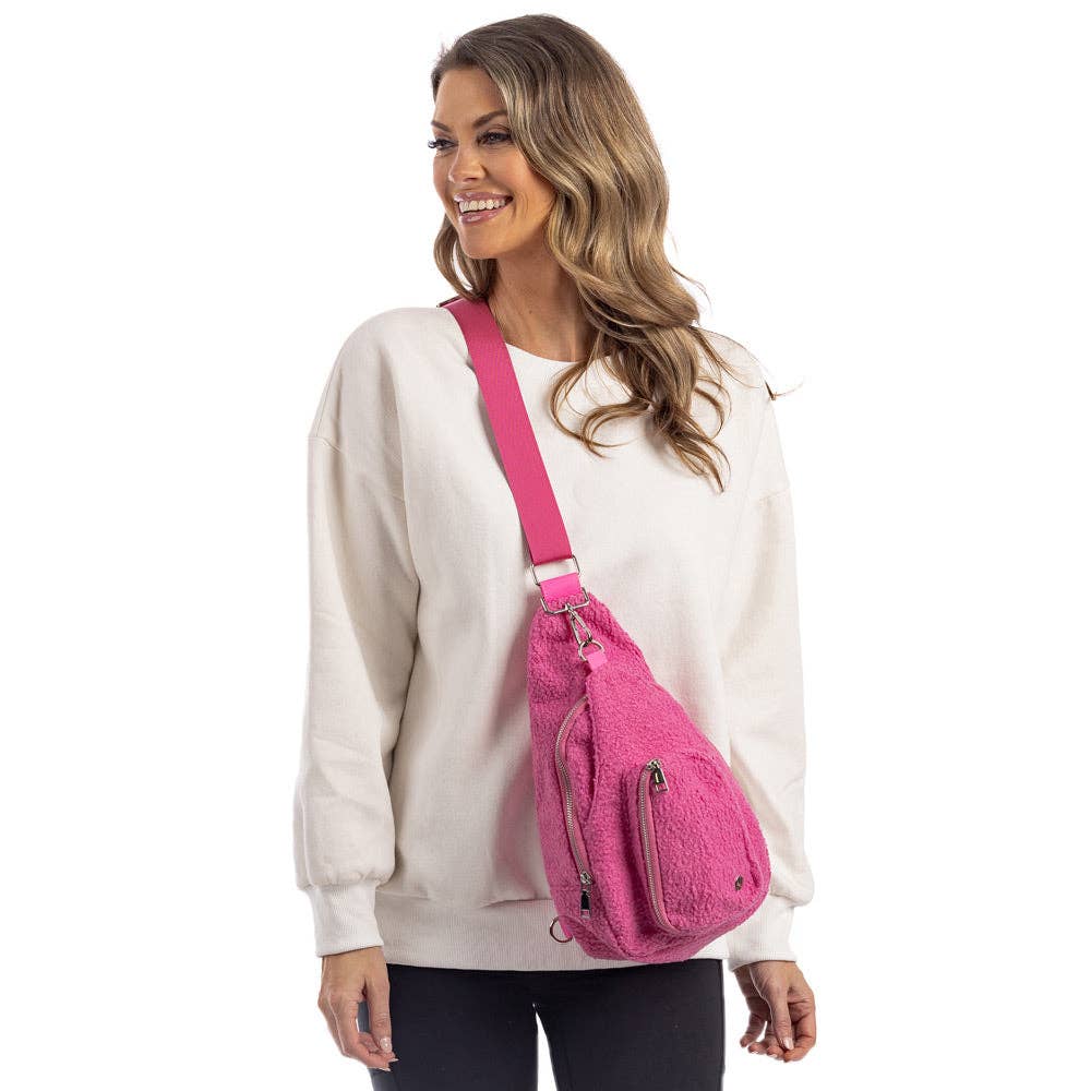 Hot Pink Sherpa SLING BAG