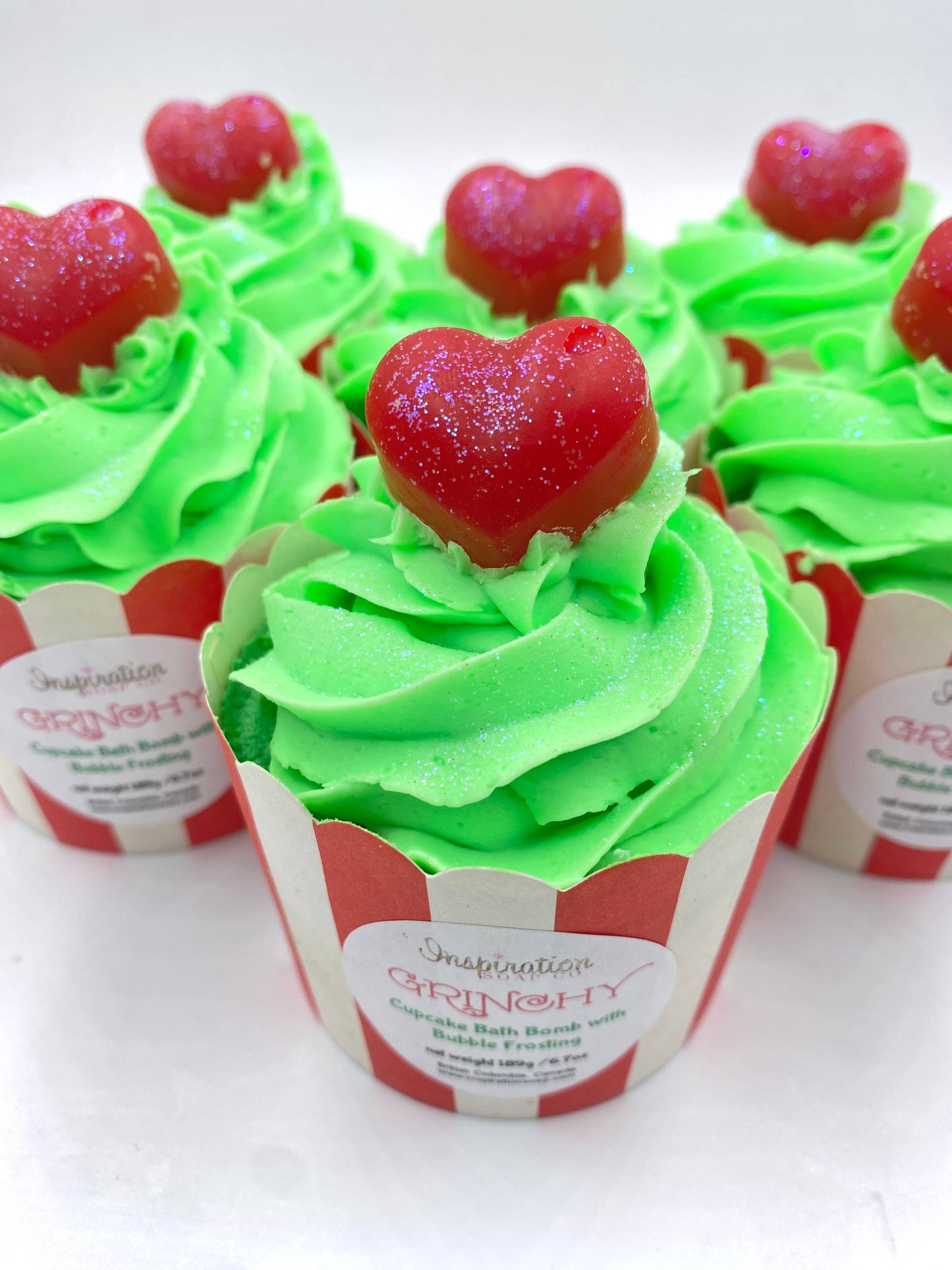 Grinchy Cupcake Bath Bomb with Bubble Frosting XL