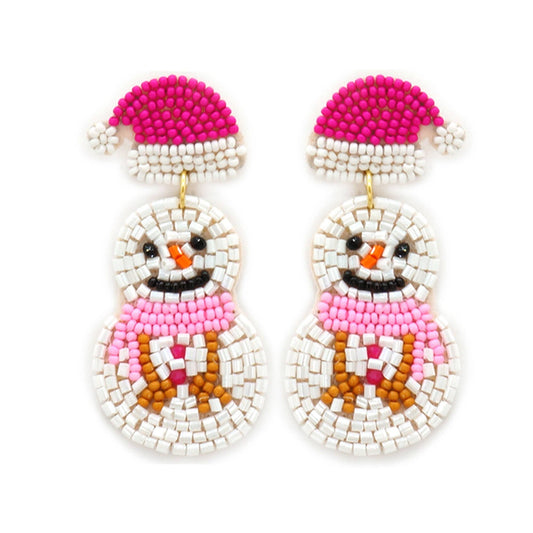 CHRISTMAS SEED SNOWMAN W HAT EARRING