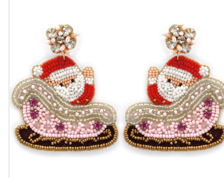 Santa Sleigh Seed Bead earrings