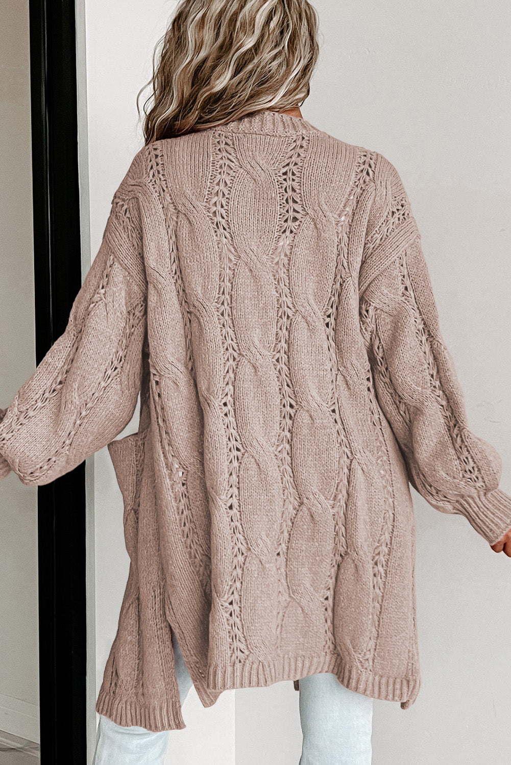 Cable-Knit Dropped Shoulder Cardigan